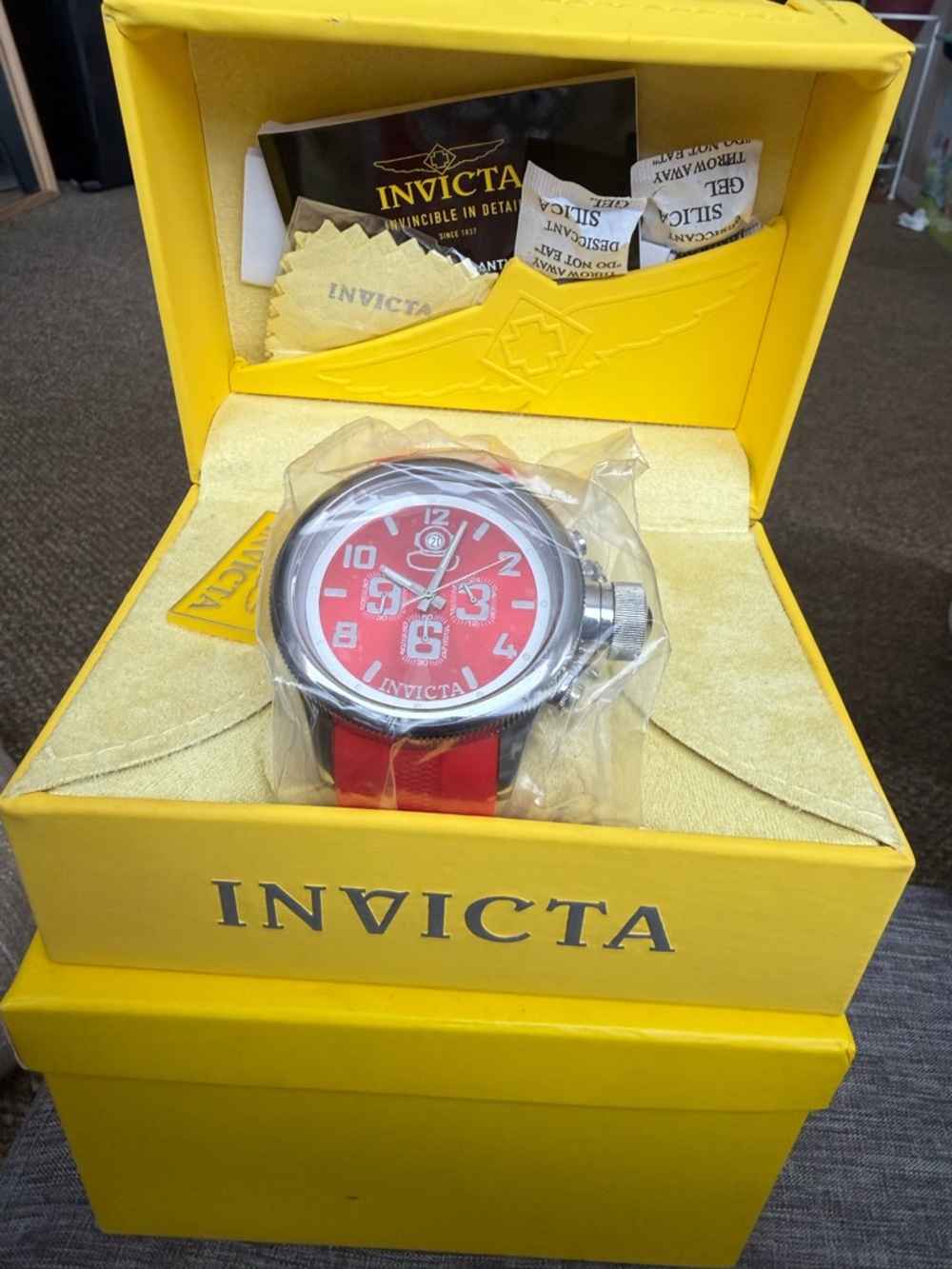 Invicta Red Dial Watch with Red Strap